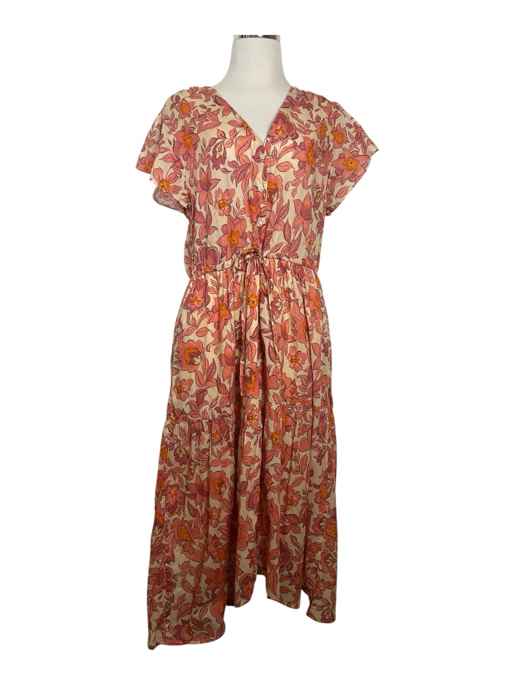 Birds of Paradis by Trovata Tea Rose floral print Midi Dress